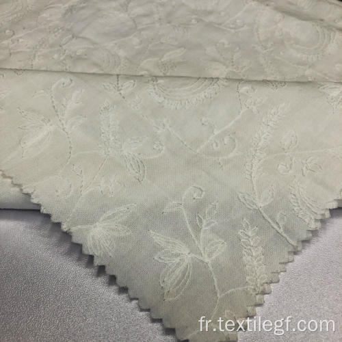 Tissu de broderie en ligne blanche